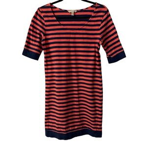 Banana Republic dress navy blue and pink striped short sleeve size small